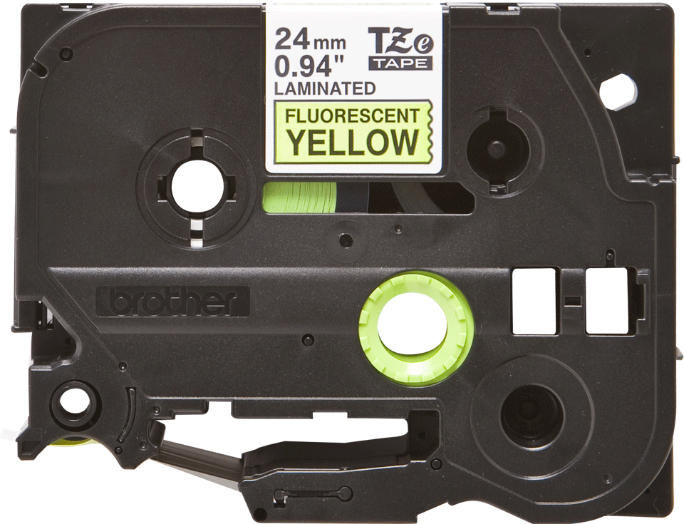 Brother TZeC51 original etikettape, svart på fluorescerande gul, 24 mm 2